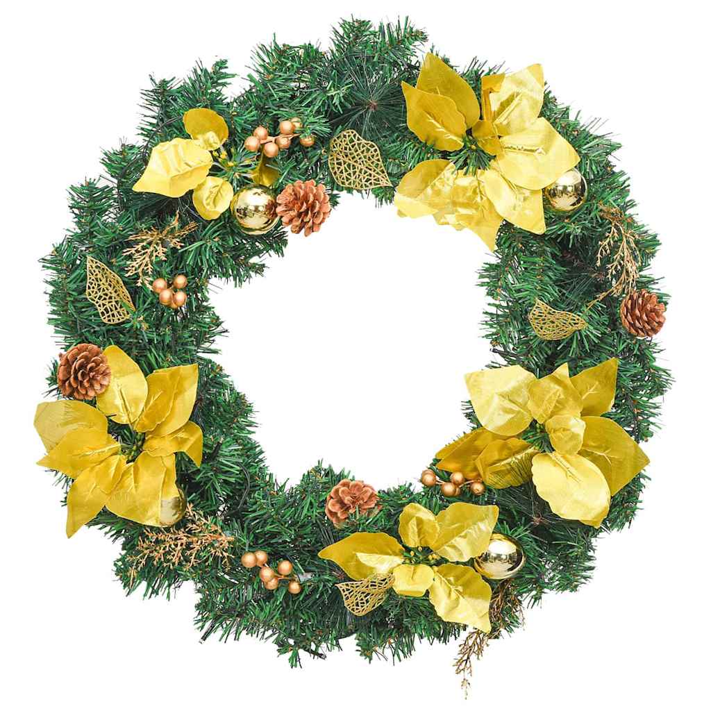 Weihnachtskranz mit LED-Lichtern Grün 60 cm PVC