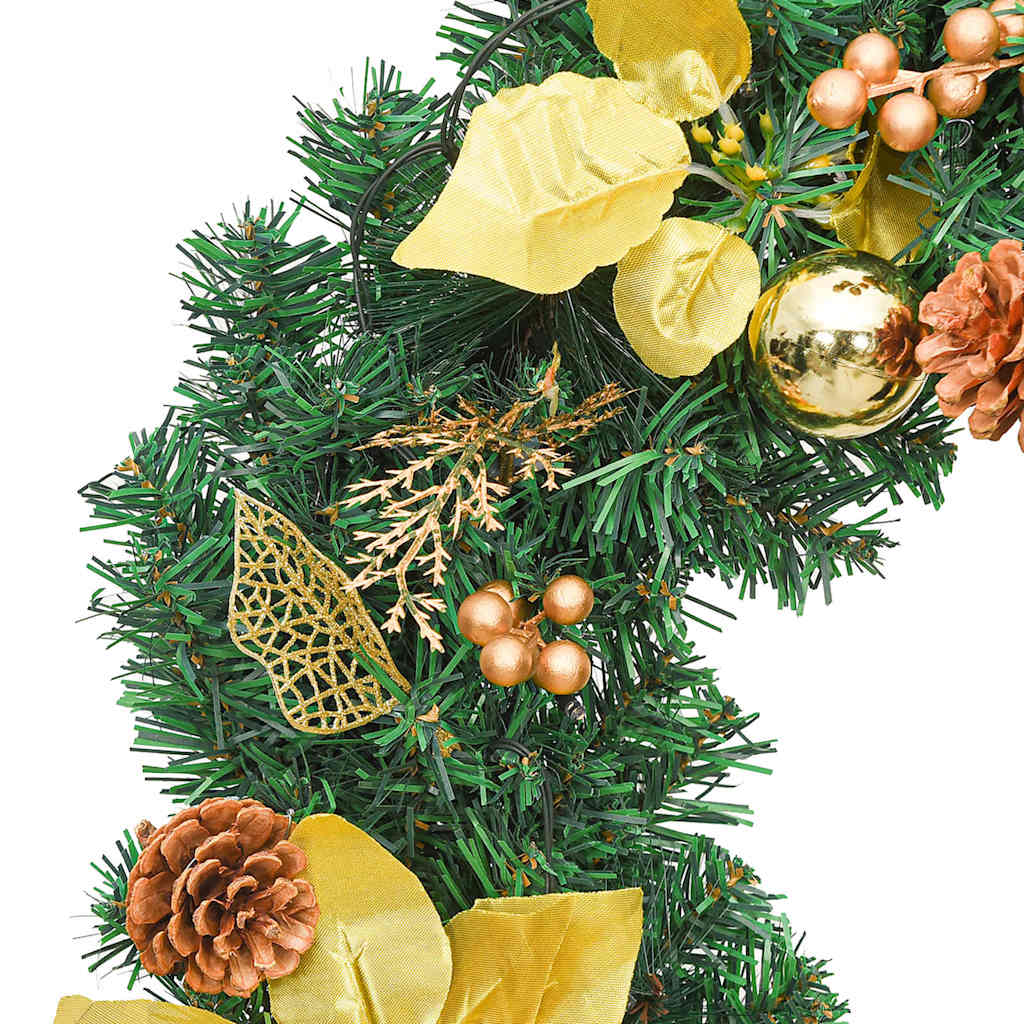 Weihnachtskranz mit LED-Lichtern Grün 60 cm PVC