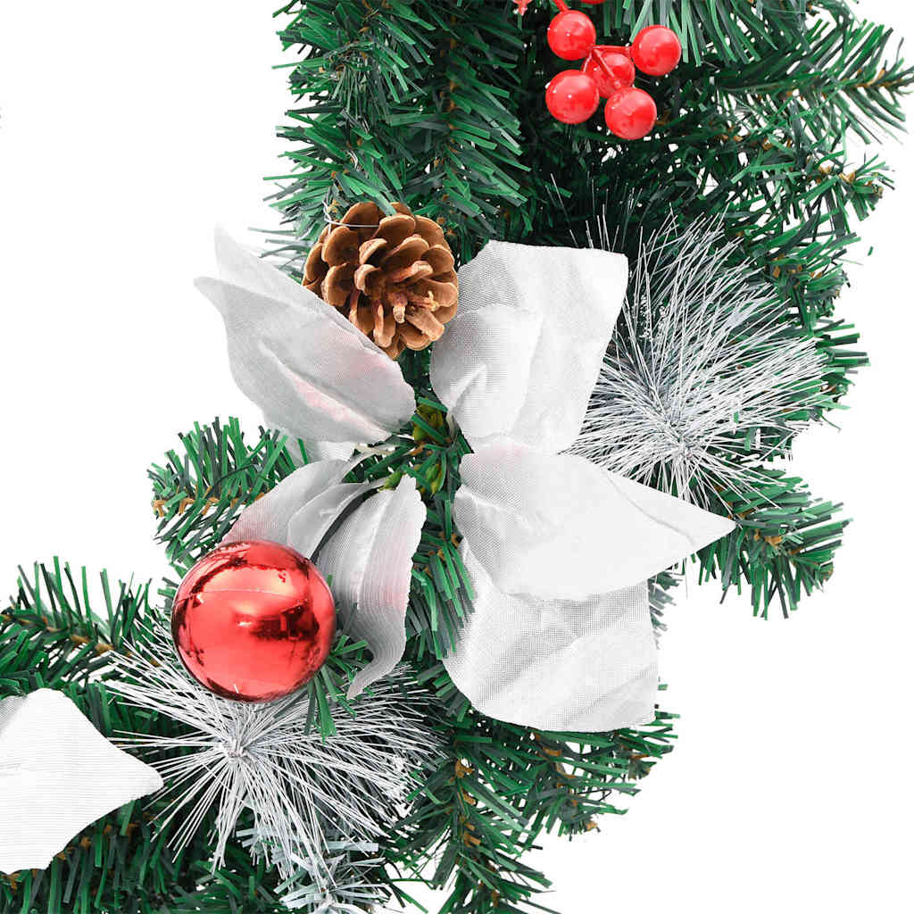 Weihnachtskranz mit LED-Leuchten Grün 60 cm PVC