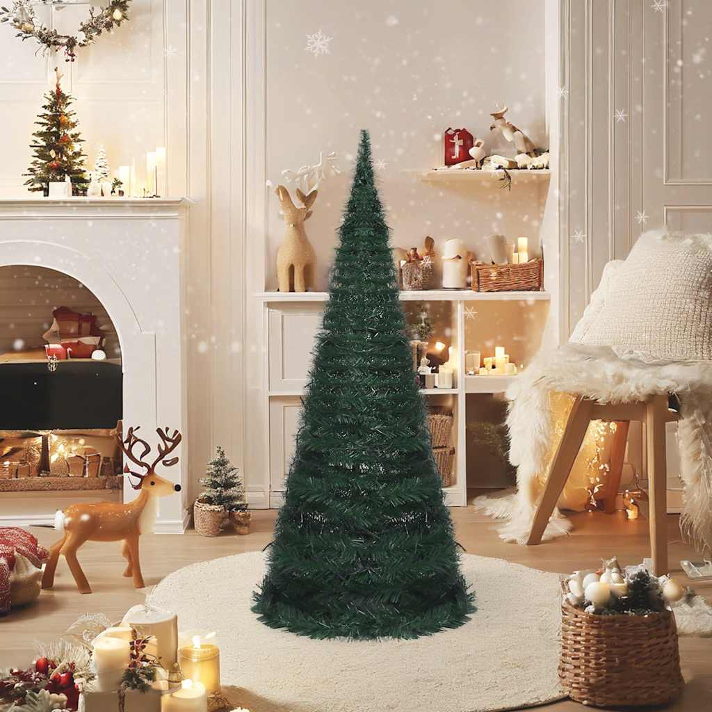 Künstlicher Pop-Up-Weihnachtsbaum mit Beleuchtung Grün 150 cm