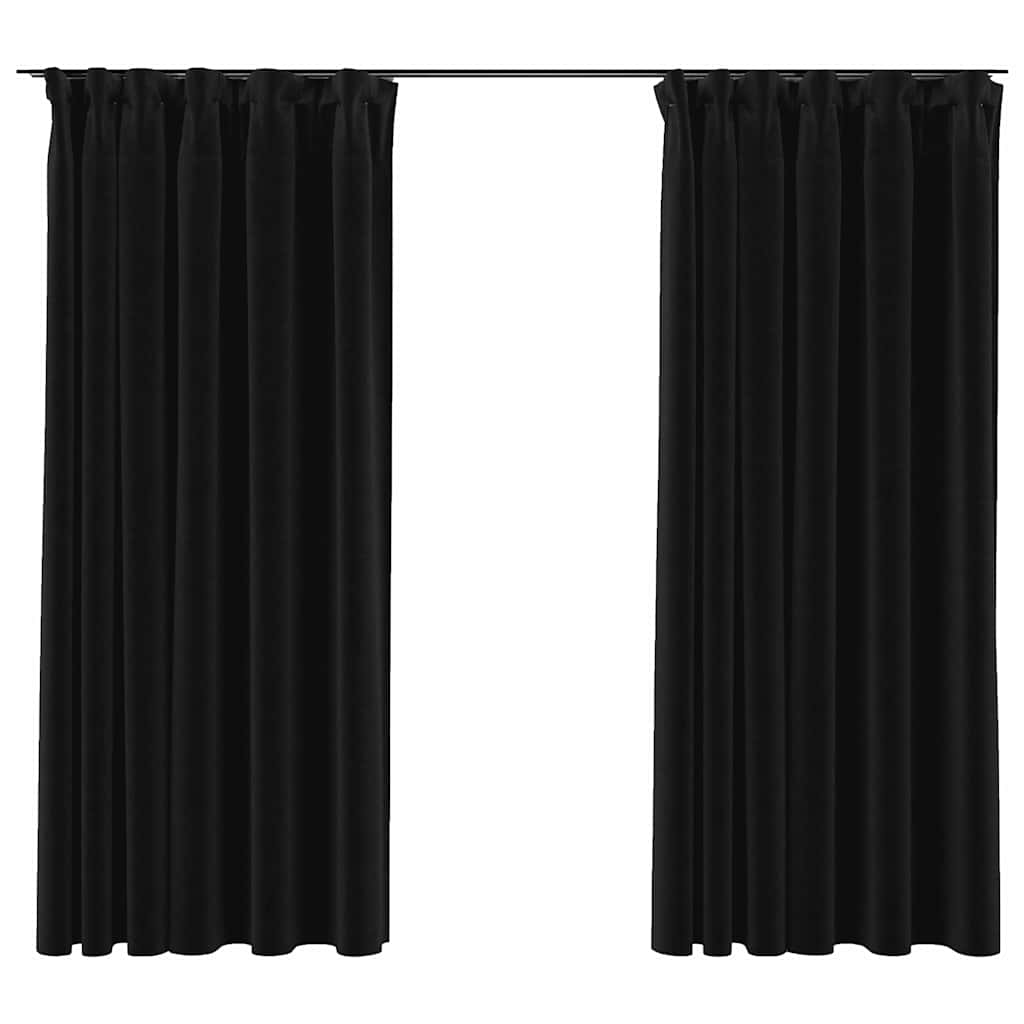 Verdunkelungsvorhänge mit Haken Leinenoptik 2 Stk. 140x175 cm