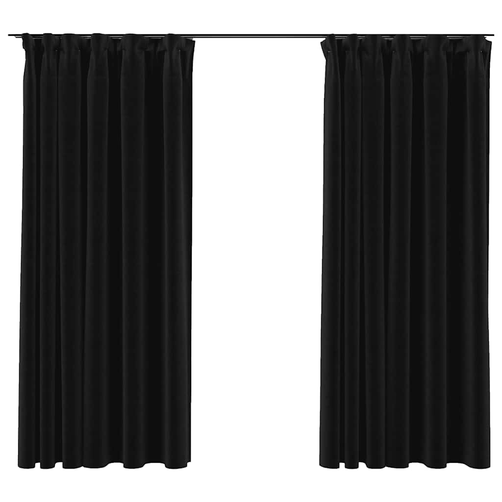 Verdunkelungsvorhänge mit Haken Leinenoptik 2 Stk. 140x175 cm