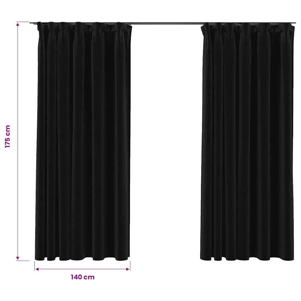 Verdunkelungsvorhänge mit Haken Leinenoptik 2 Stk. 140x175 cm
