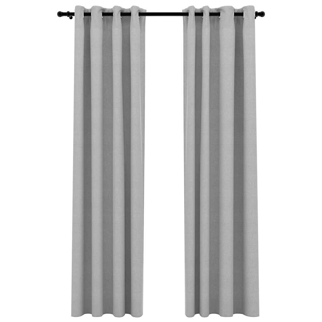 Verdunkelungsvorhänge Ösen Leinenoptik 2 Stk. Grau 140x225 cm
