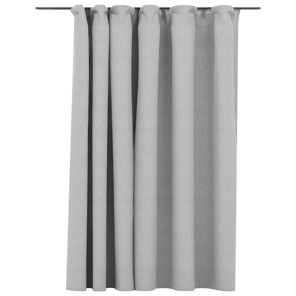 Verdunkelungsvorhang mit Haken Leinenoptik Grau 290x245 cm