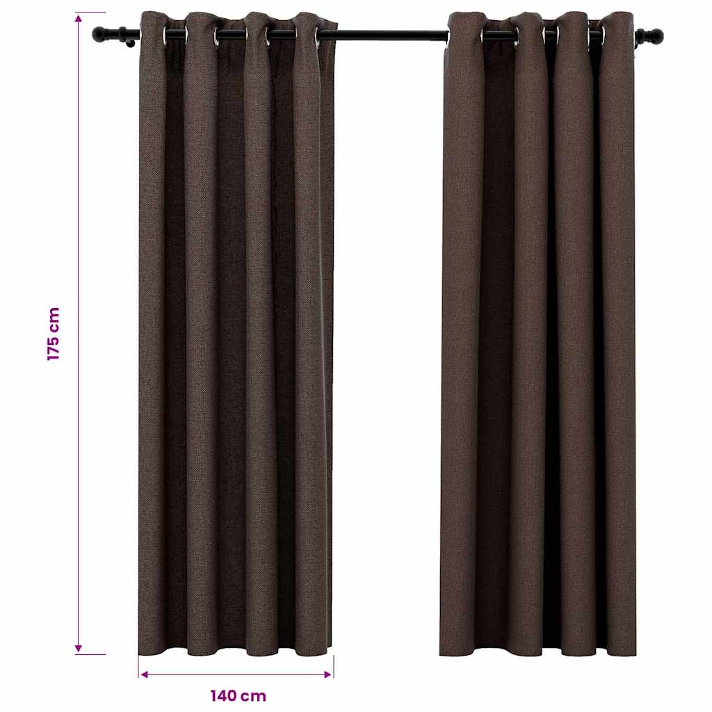 Verdunkelungsvorhänge Ösen Leinenoptik 2 Stk. Taupe 140x175cm