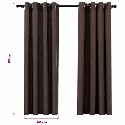Verdunkelungsvorhänge Ösen Leinenoptik 2 Stk. Taupe 140x175cm