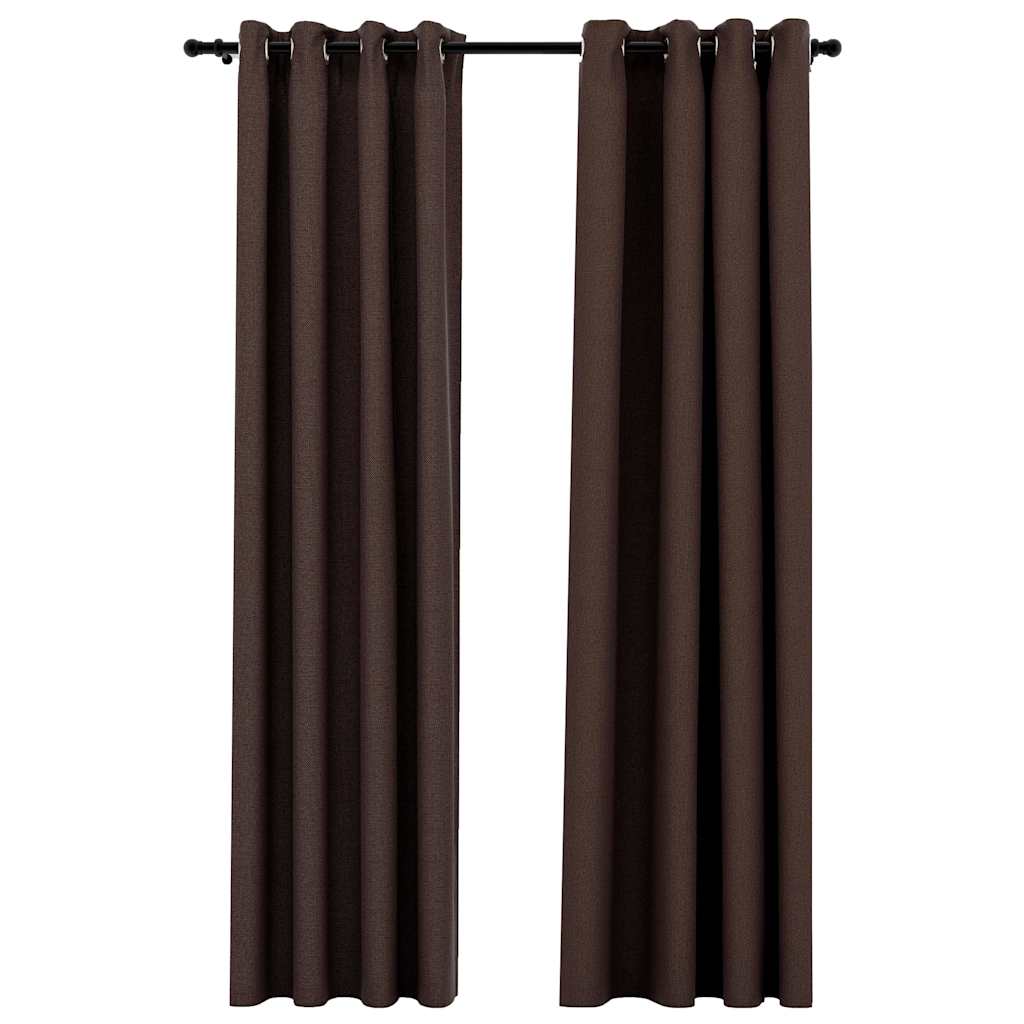 Verdunkelungsvorhänge Ösen Leinenoptik 2 Stk. Taupe 140x225 cm