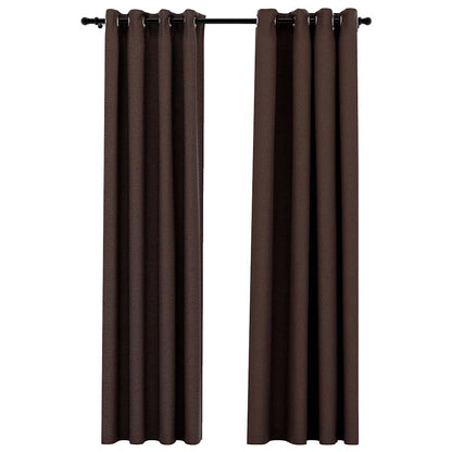 Verdunkelungsvorhänge Ösen Leinenoptik 2 Stk. Taupe 140x225 cm