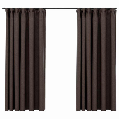 Verdunkelungsvorhänge Haken Leinenoptik 2 Stk. Taupe 140x175 cm