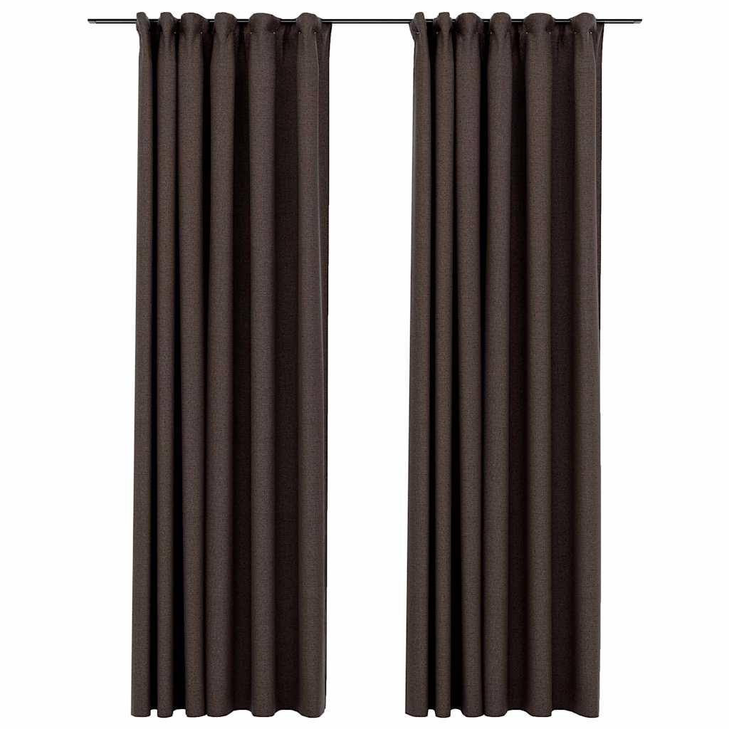 Verdunkelungsvorhänge Haken Leinenoptik 2 Stk. Taupe 140x245 cm