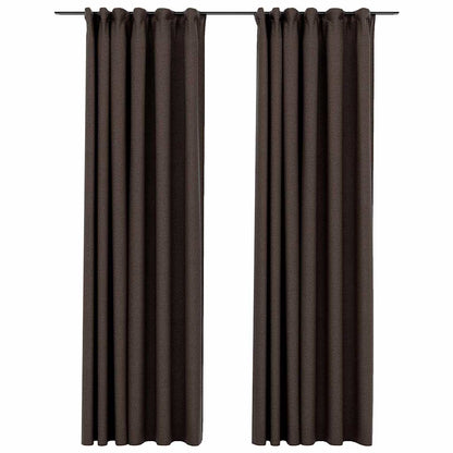 Verdunkelungsvorhänge Haken Leinenoptik 2 Stk. Taupe 140x245 cm