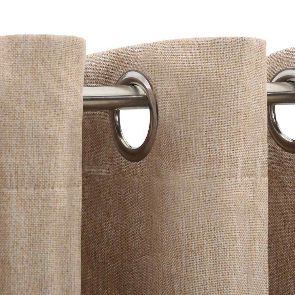 Verdunkelungsvorhänge Ösen Leinenoptik 2 Stk. Beige 140x245 cm
