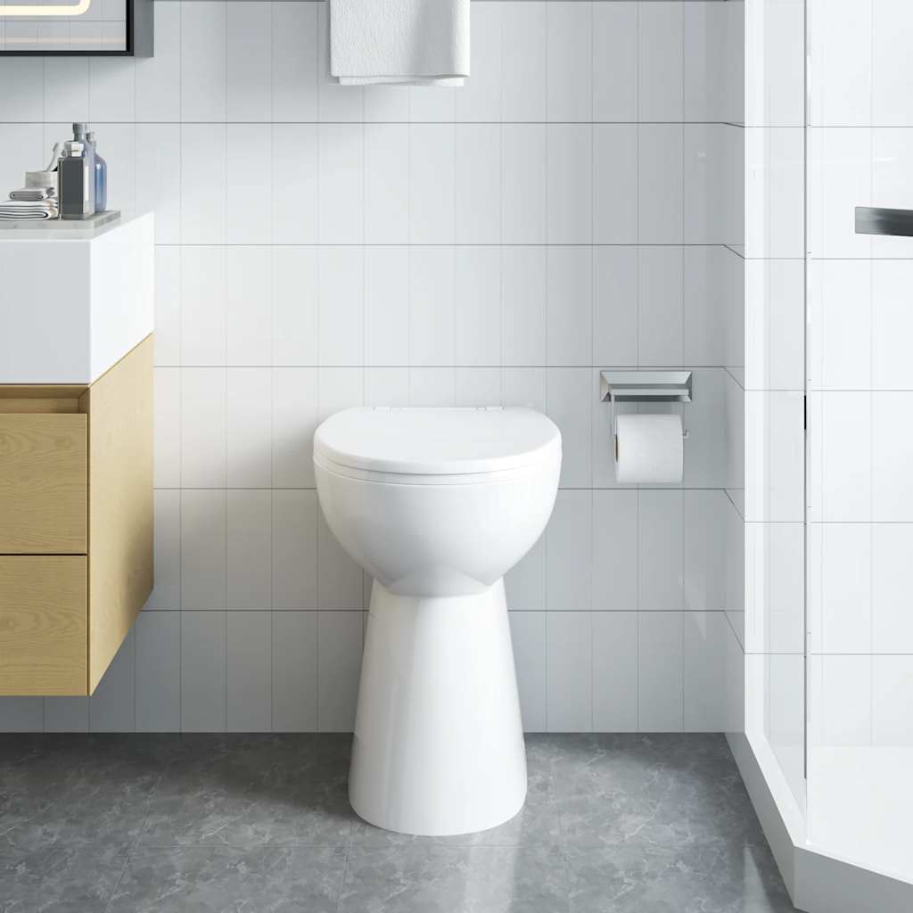 Randloses WC 7 cm Extra Höhe Soft-Close Keramik Weiß