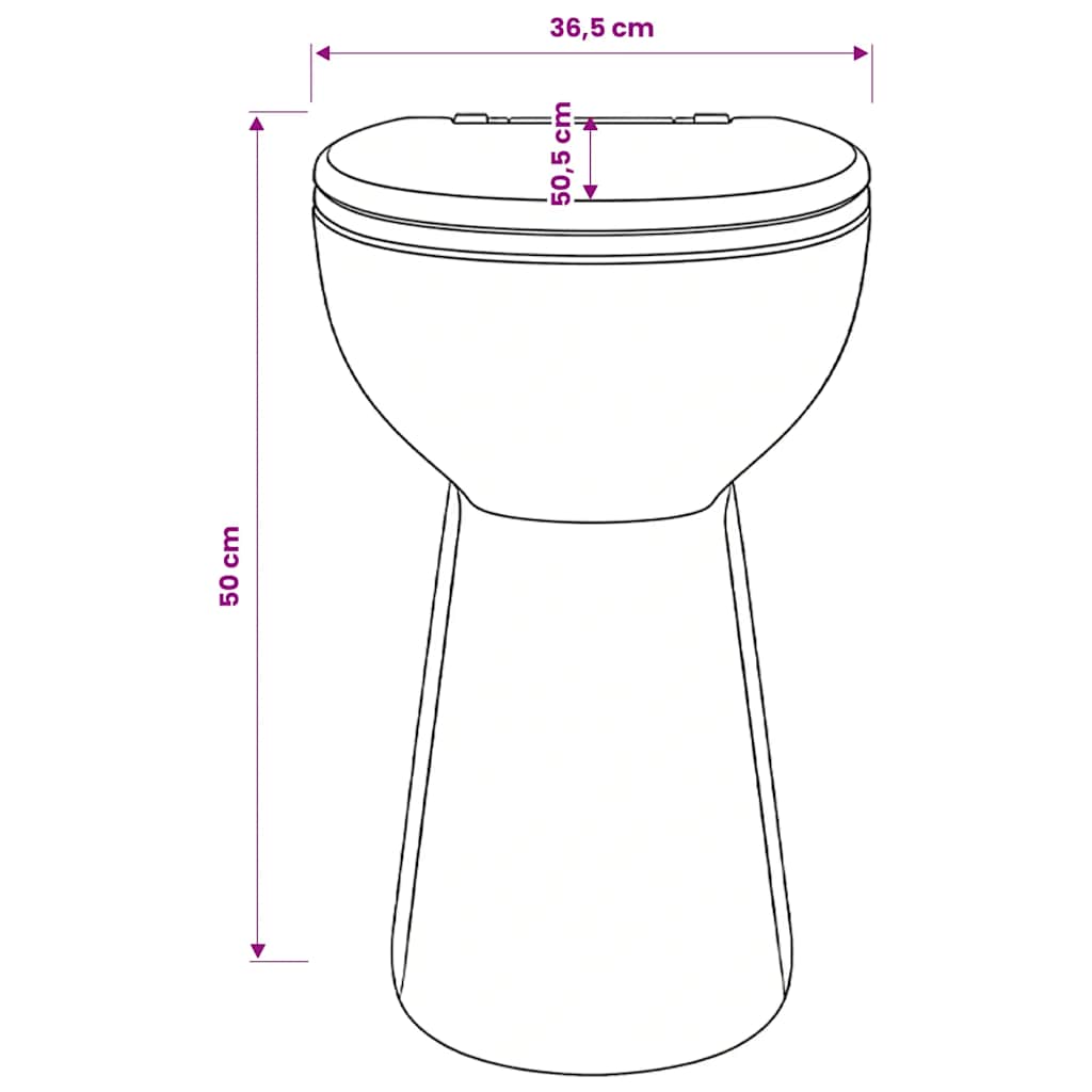 Randloses WC 7 cm Extra Höhe Soft-Close Keramik Weiß