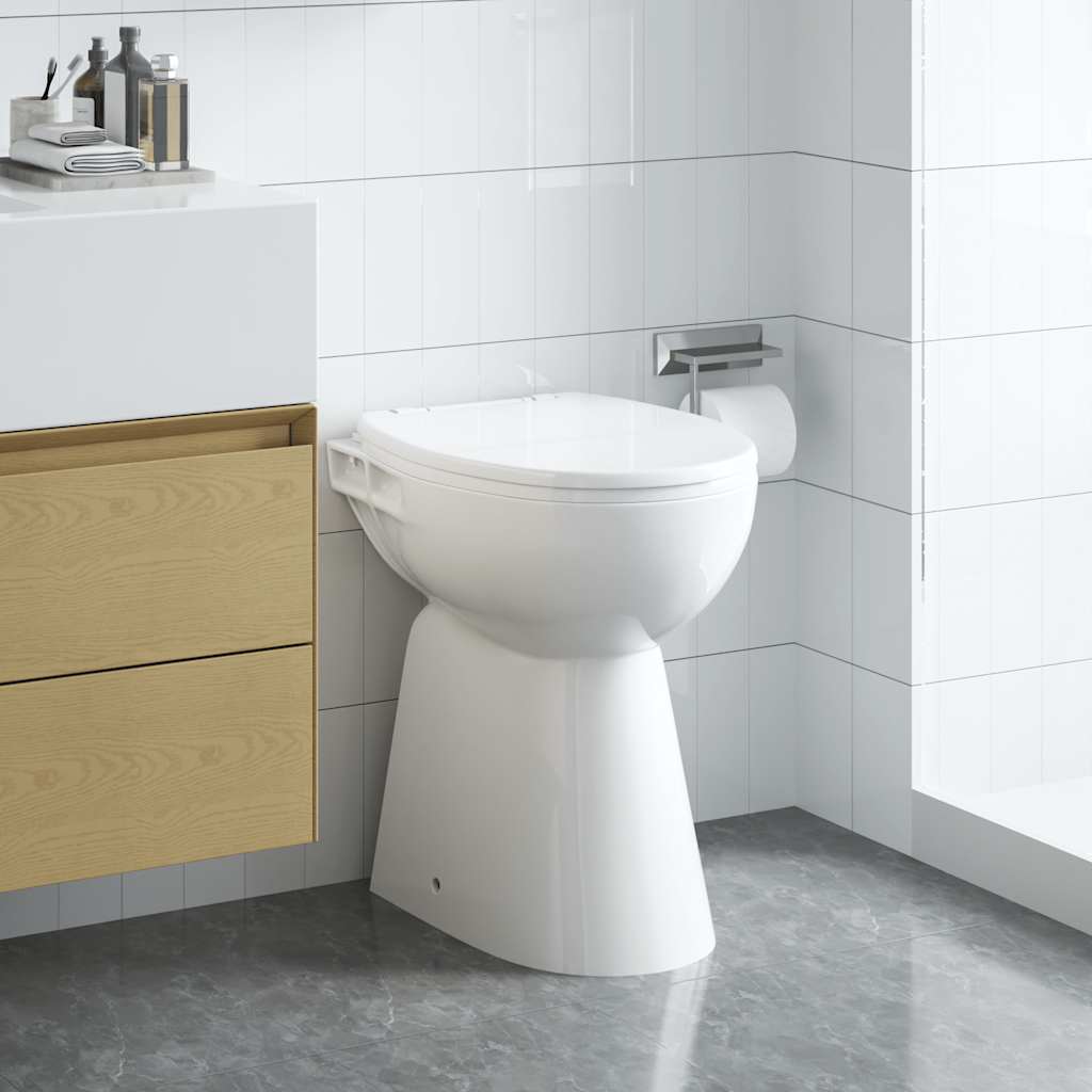 Randloses WC 7 cm Extra Höhe Soft-Close Keramik Weiß