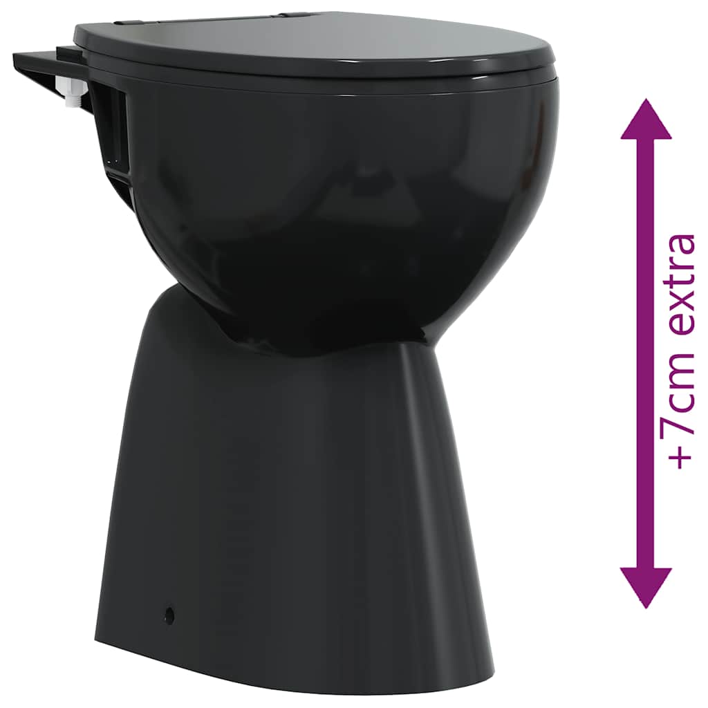 Randloses WC 7 cm Extra Höhe Soft-Close Keramik Schwarz