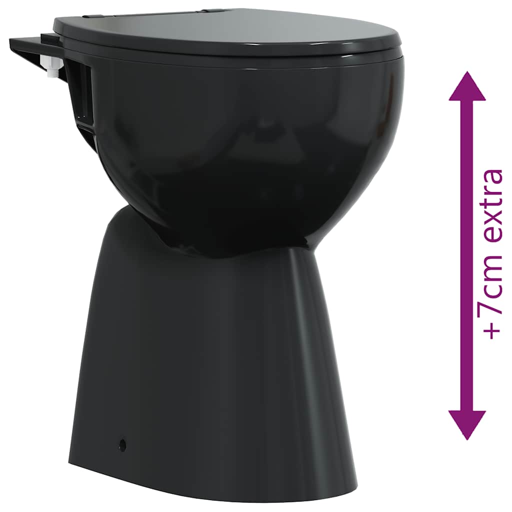Randloses WC 7 cm Extra Höhe Soft-Close Keramik Schwarz