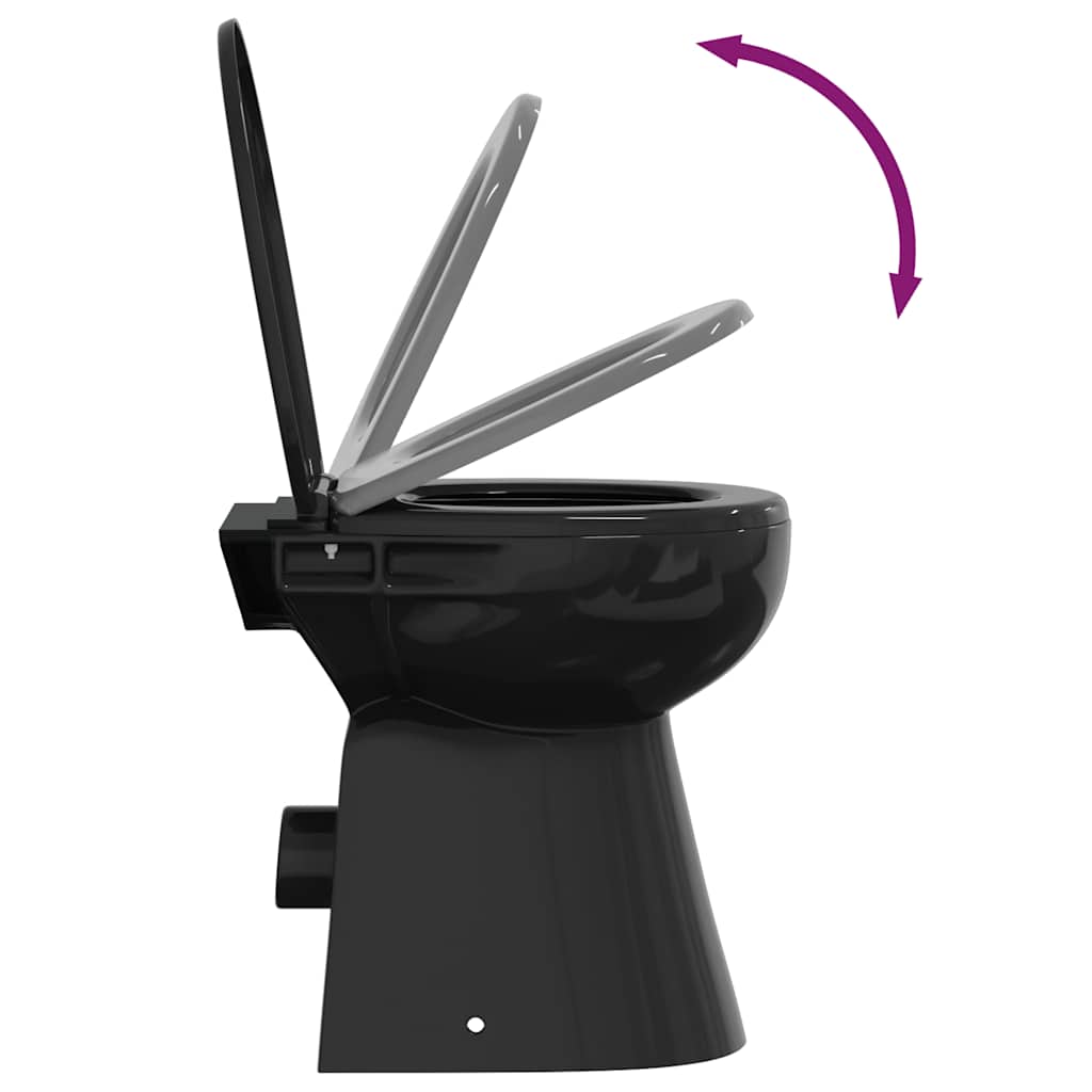 Randloses WC 7 cm Extra Höhe Soft-Close Keramik Schwarz