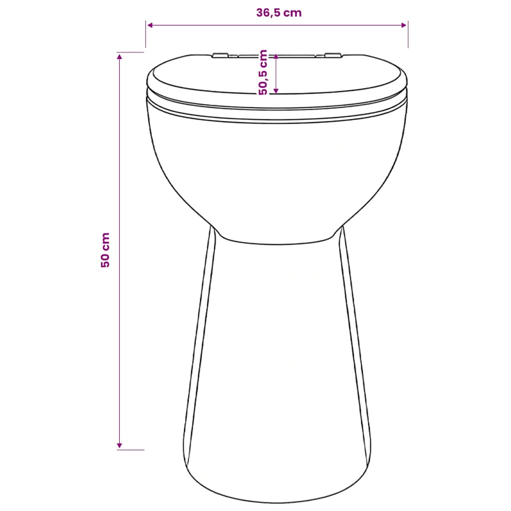 Randloses WC 7 cm Extra Höhe Soft-Close Keramik Schwarz
