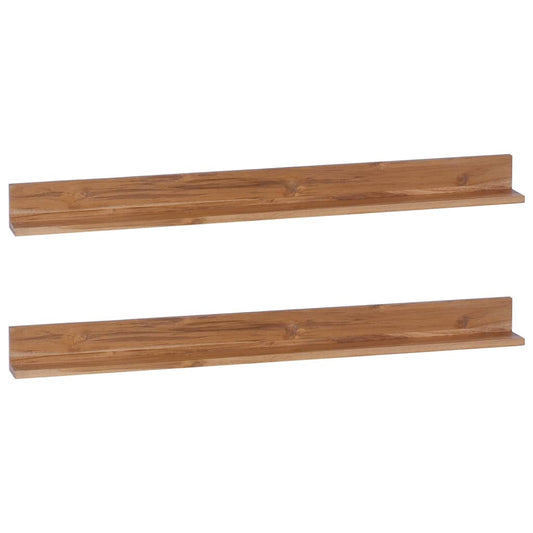 Wandregale 2 Stk. 120x10x10 cm Massivholz Teak