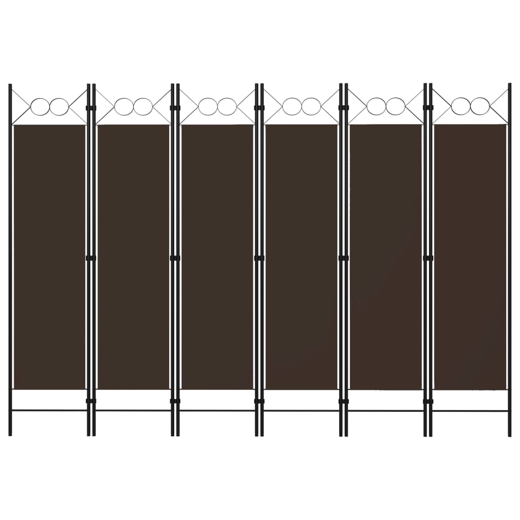 6-tlg. Raumteiler Braun 240 x 180 cm