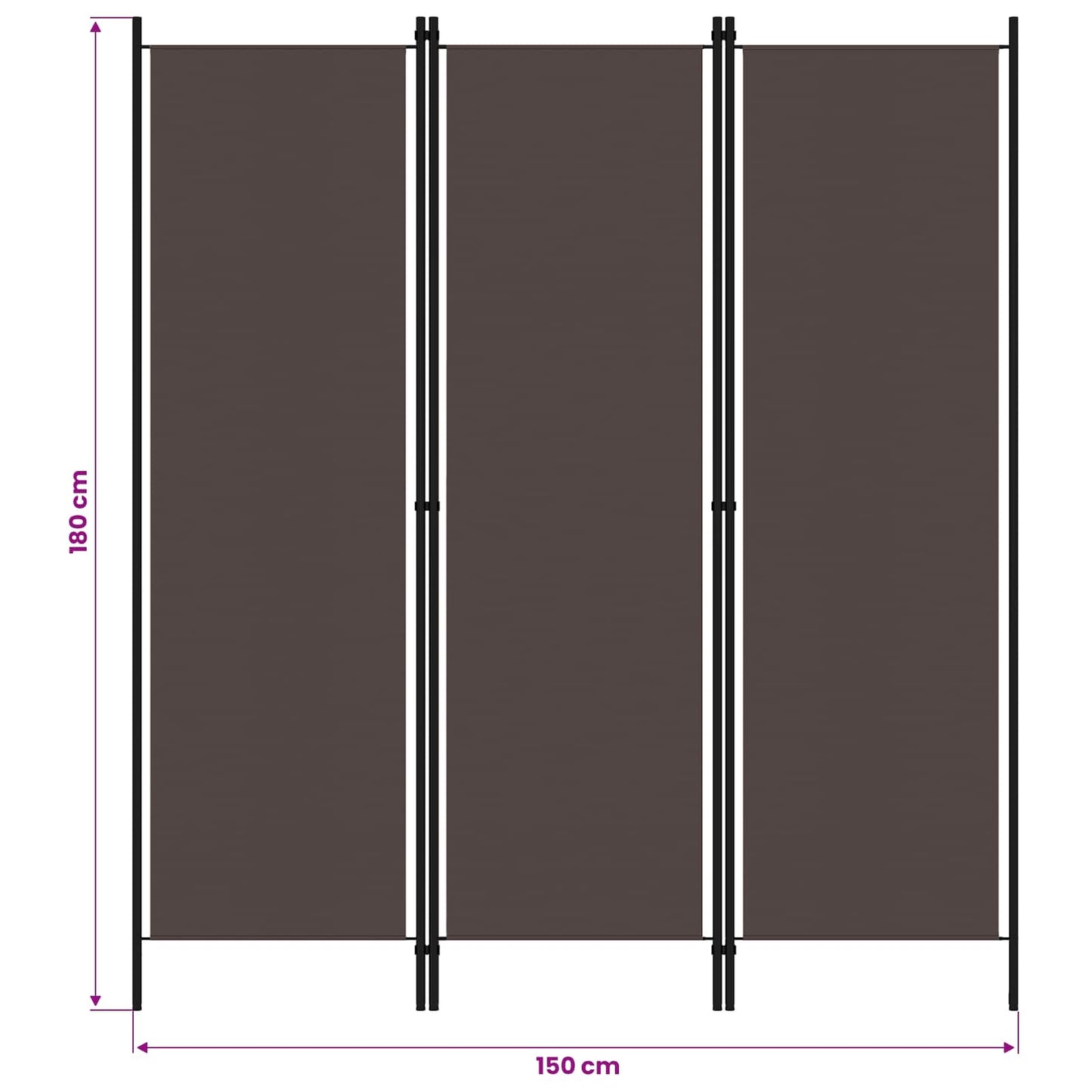 3-tlg. Raumteiler Braun 150x180 cm