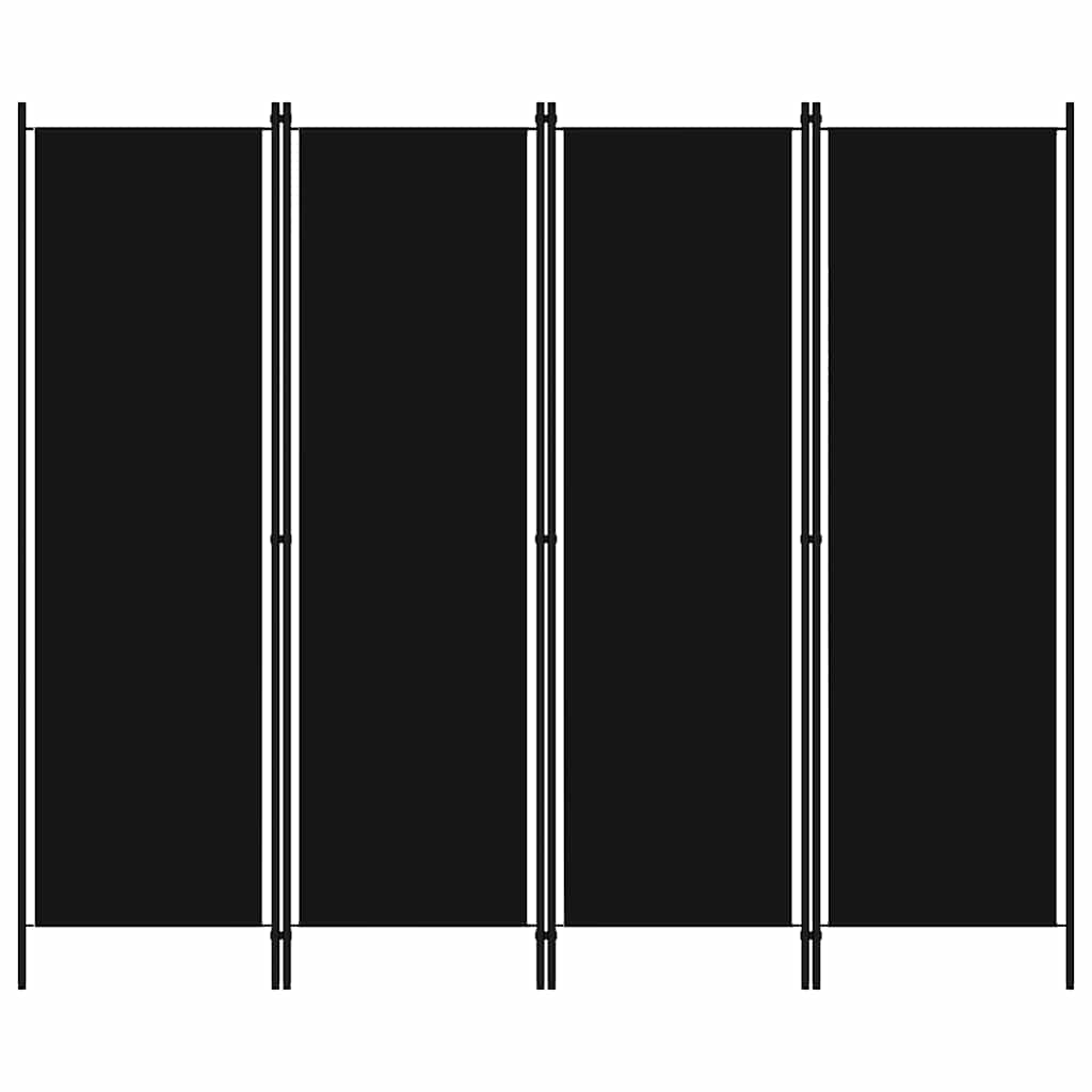4-tlg. Raumteiler Schwarz 200x180 cm