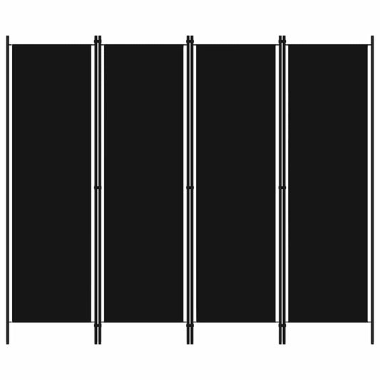 4-tlg. Raumteiler Schwarz 200x180 cm