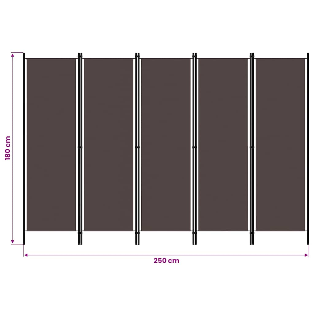 6-tlg. Raumteiler Braun 300x180 cm