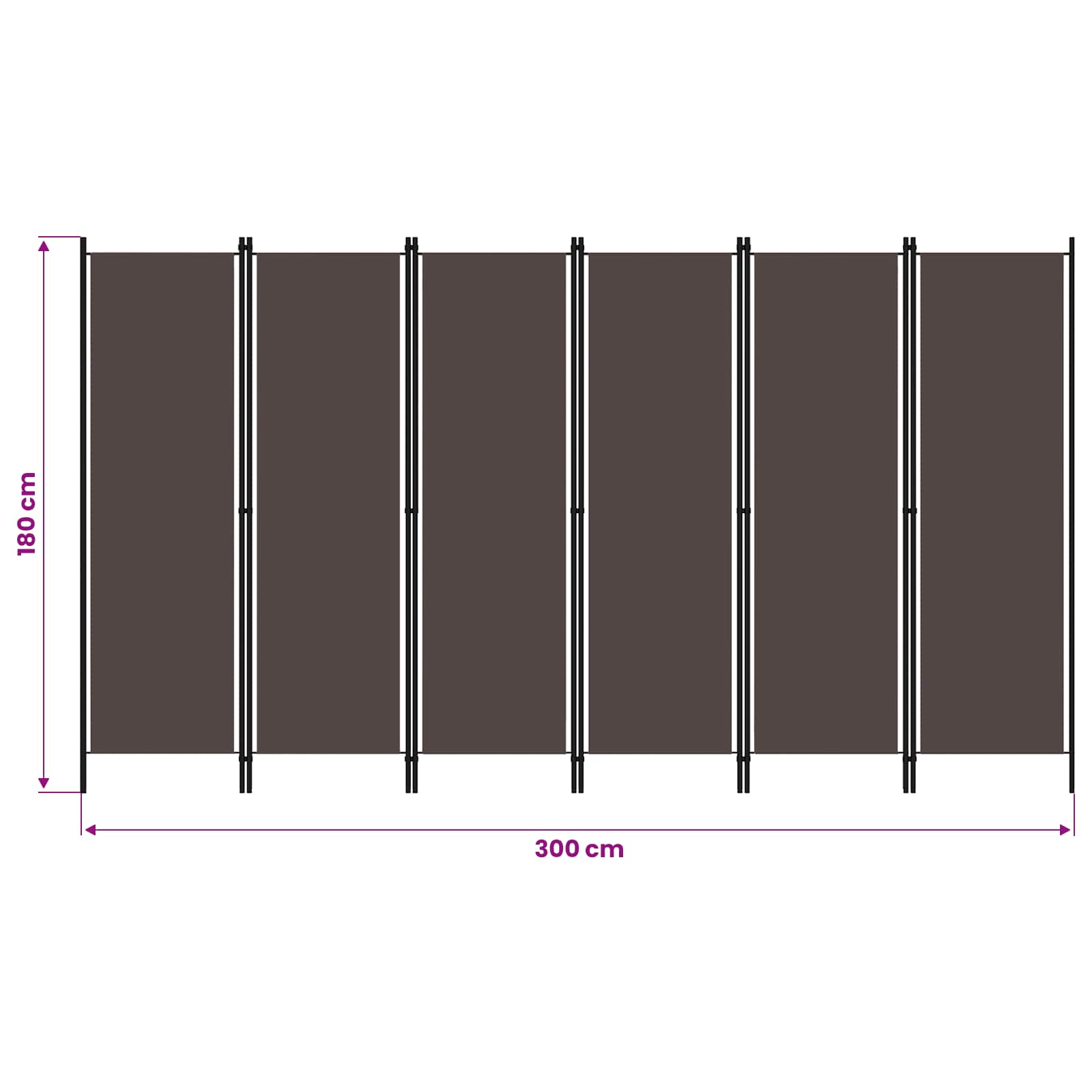 6-tlg. Raumteiler Braun 300x180 cm