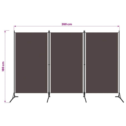 3-tlg. Raumteiler Braun 260x180 cm