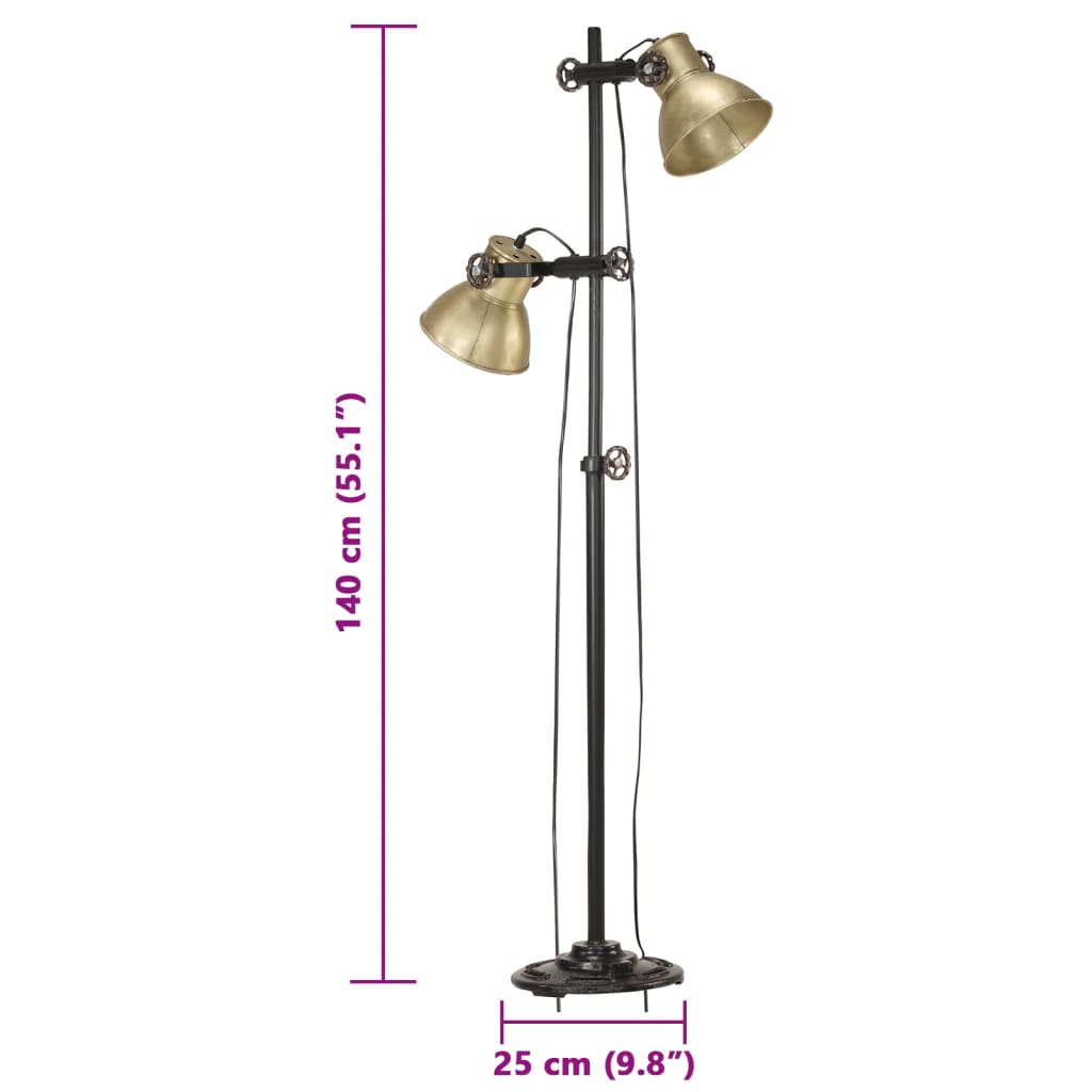 Stehlampe 2-flammig Messing E27 Gusseisen