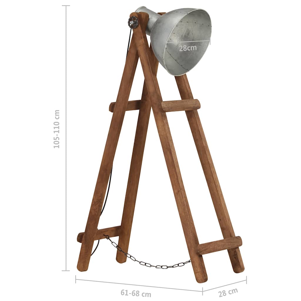 Stehlampe Silbern E27 Mango Massivholz