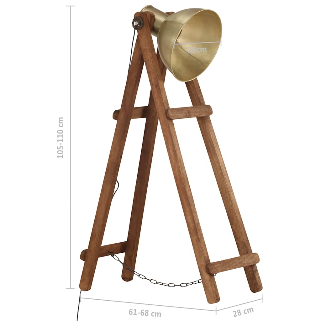 Stehlampe Messing E27 Mango Massivholz