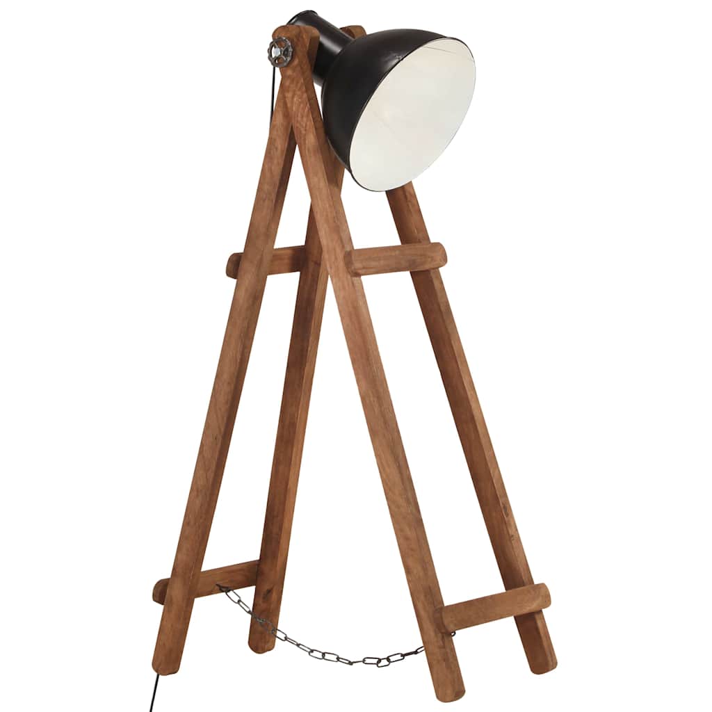 Stehlampe Schwarz Mango Massivholz E27