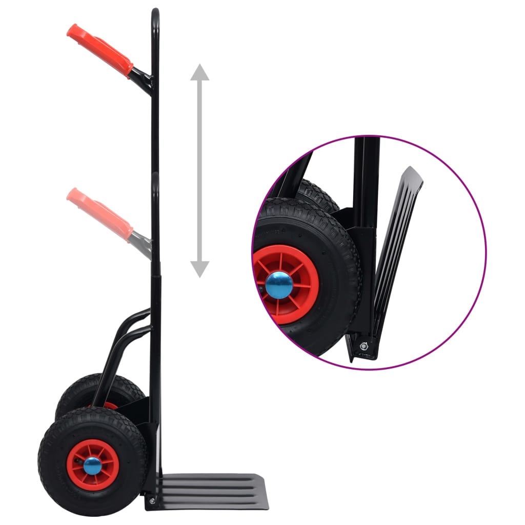 Teleskop-Sackkarre 200 kg Schwarz und Rot