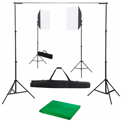 Fotostudio-Set mit Softboxen und Hintergrundsystem