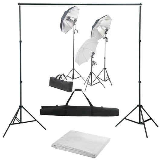 Fotostudio-Set mit Lampen-Set und Hintergrund