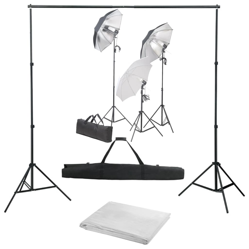 Fotostudio-Set mit Lampen-Set und Hintergrund
