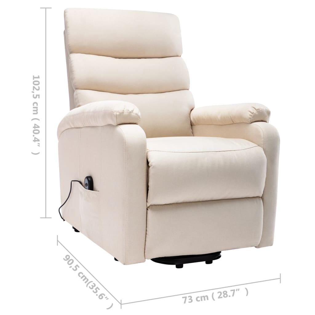 Massagesessel mit Aufstehhilfe Creme Stoff