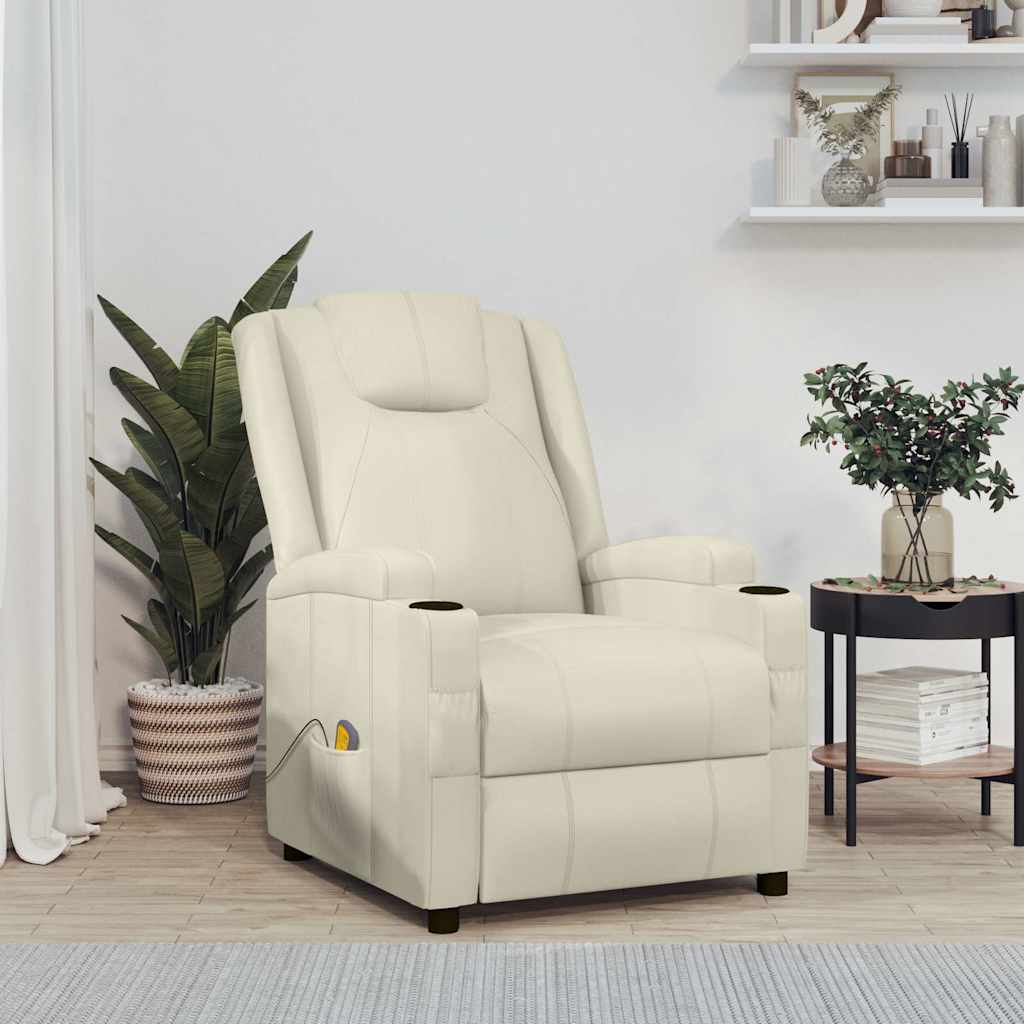 Massagesessel Cremeweiß Kunstleder