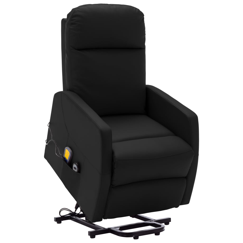 Massagesessel mit Aufstehhilfe Schwarz Kunstleder