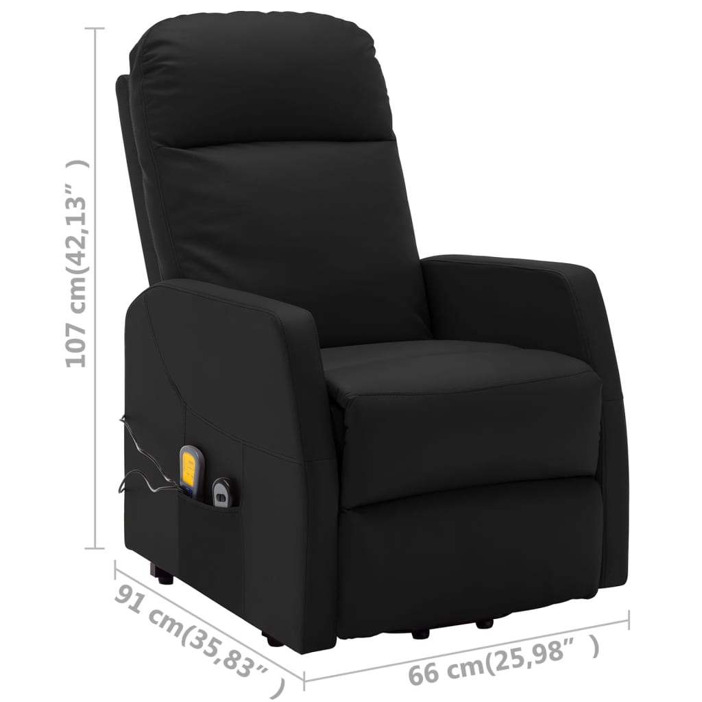 Massagesessel mit Aufstehhilfe Schwarz Kunstleder