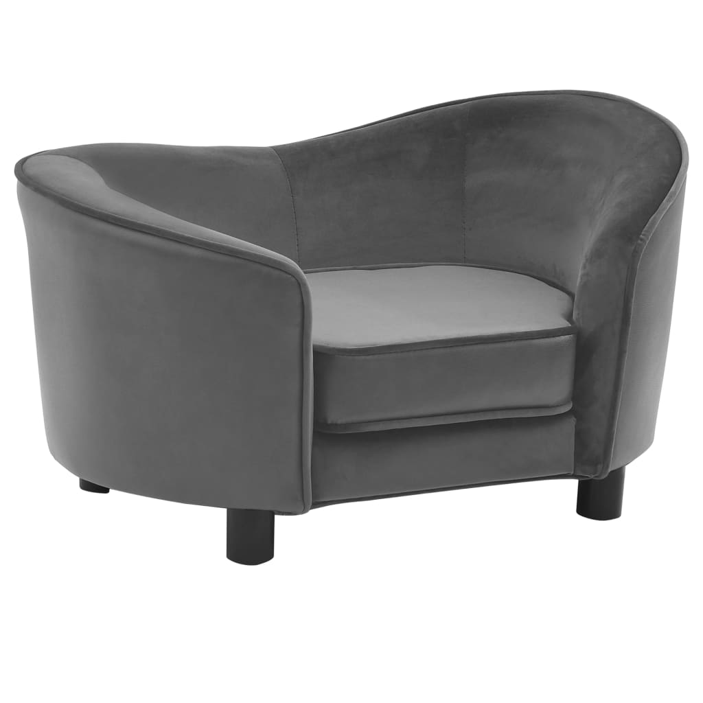 Dog sofa grey 69x49x40 cm plush and imitation leather