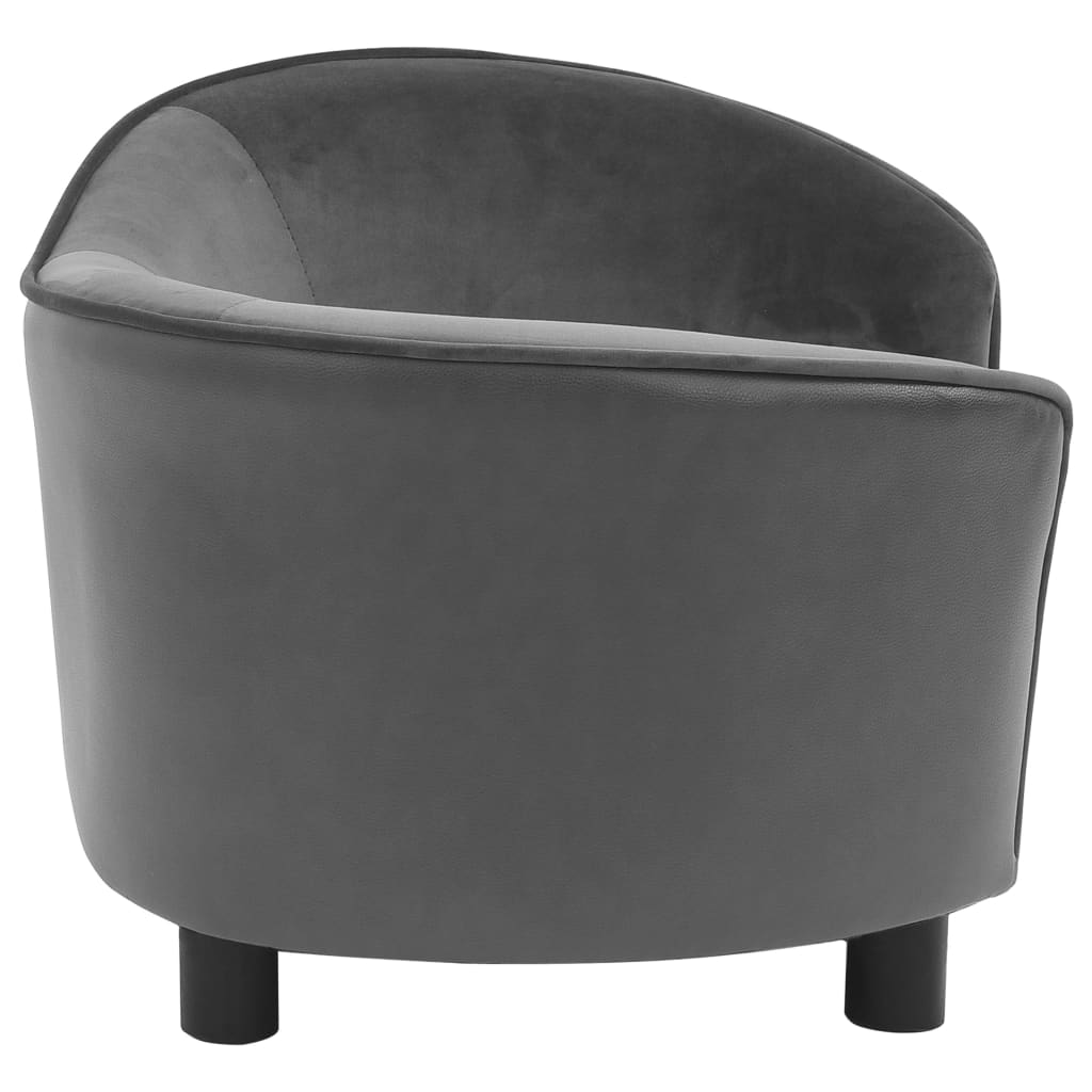 Dog sofa grey 69x49x40 cm plush and imitation leather