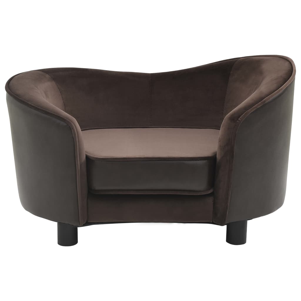 Dog sofa brown 69x49x40 cm plush and imitation leather