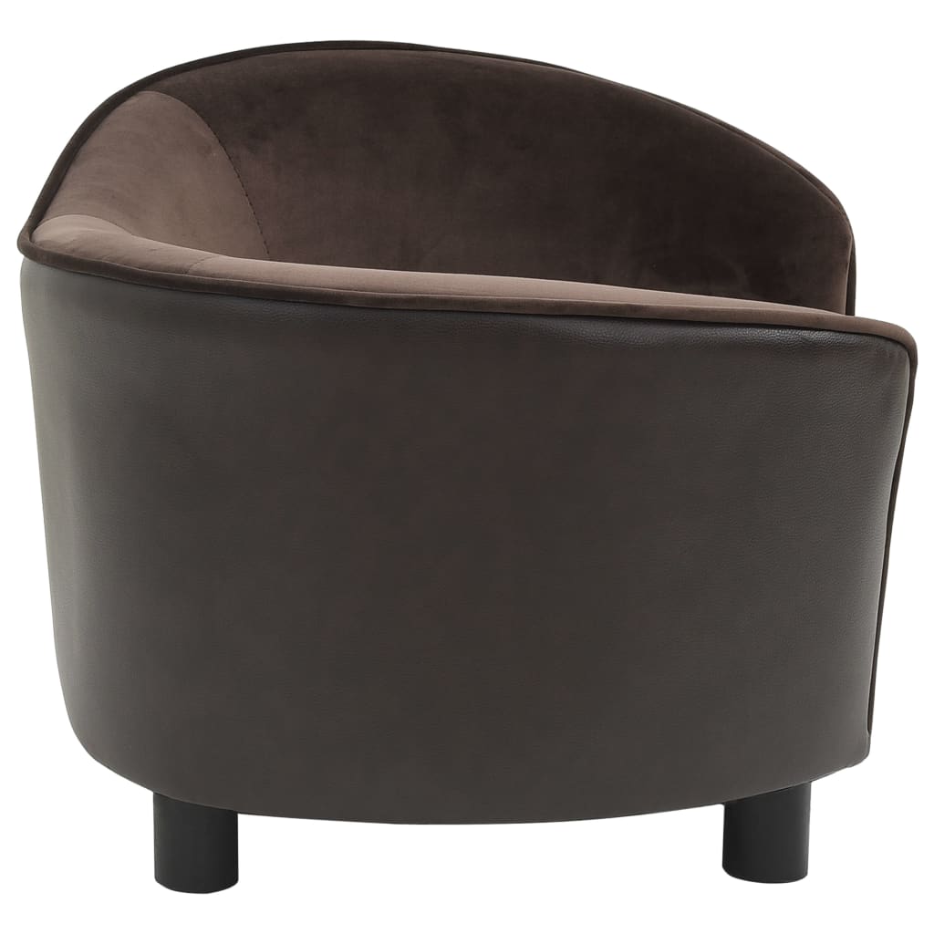 Dog sofa brown 69x49x40 cm plush and imitation leather