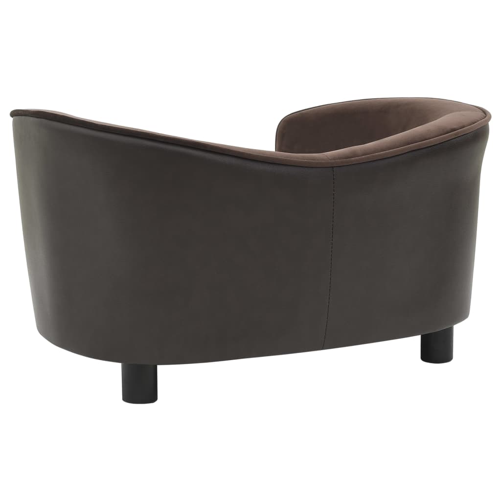 Dog sofa brown 69x49x40 cm plush and imitation leather