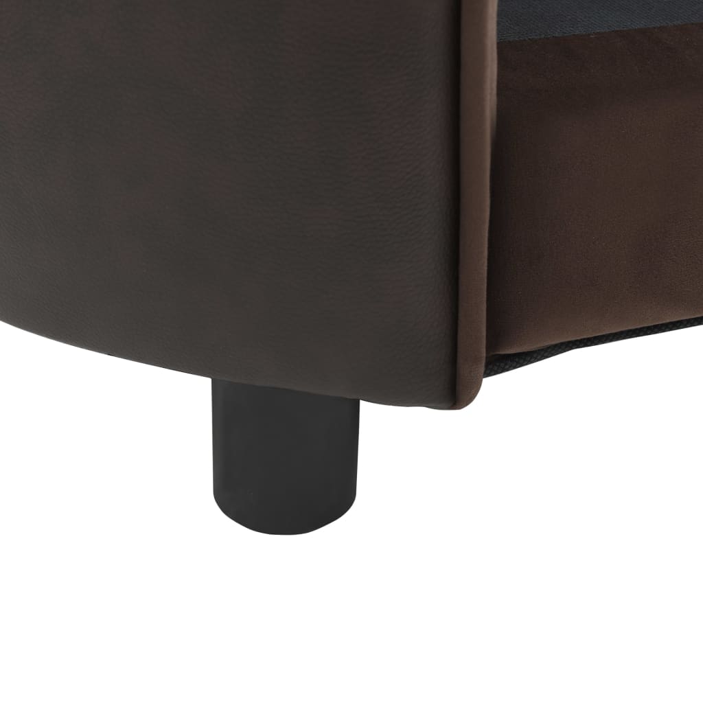 Dog sofa brown 69x49x40 cm plush and imitation leather